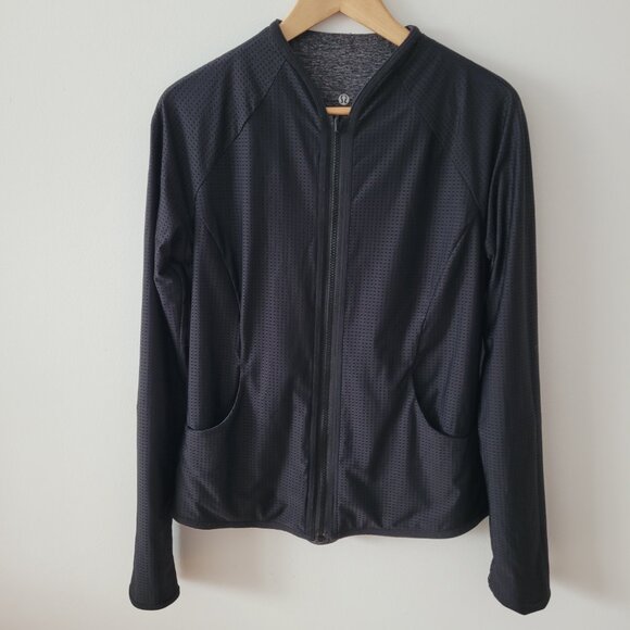 Lululemon "Find Your Bliss" Black & Grey Reversible Track Jacket-LL Size 10* - Picture 7 of 10